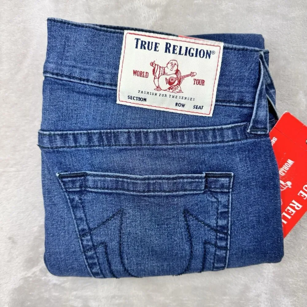 True Religion Ricky Jeans Men's 32 NWT Relaxed Straight Grgd Offset Blue Denim
